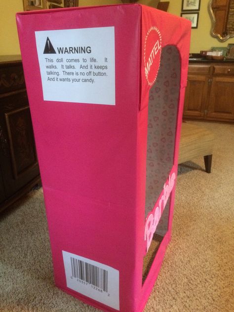 "Barbie in a box" costume 2015 side view showing warning label and UPC code Barbie Box Costume, Wall Pots, Apartment With Balcony, 4de Verjaardag, Easy Halloween Costumes For Women, Barbie Party Decorations, Barbie Halloween Costume, Barbie Theme Party, Box Costumes