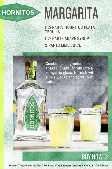 Hornitos Plata Tequila Margarita Combine all ingredients in a shaker. Shake. Strain into a margarita glass. Garnish with a lime wedge and serve. Salt optional. Hornitos Tequila Drinks, Glass Garnish, Happy Drink, Tequila Margarita, Tequila Drinks, Liquor Drinks, Reposado Tequila, 5 De Mayo, Shot Recipes