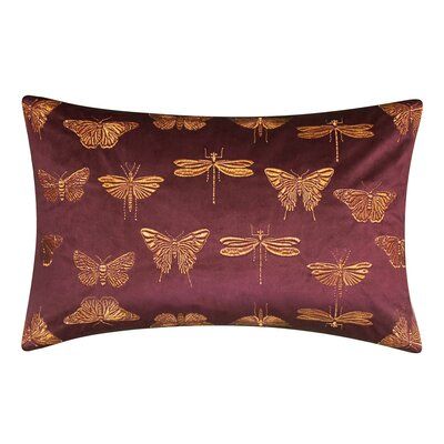 This product combines timeless style with modern artisanal details to create fresh eye-catching décor made to last. It is the perfect addition to your bed or sofa with rich fabric and metallic embroidery. Color: Aubergine Purple | Mercer41 Meekins Feather 13" Lumbar Pillow Down / Feather / Polyester in Indigo | 13 H x 20 W x 5 D in | Wayfair Witchy Room, Embroidered Butterflies, Metallic Embroidery, Mazzy Star, Decorative Lumbar Pillows, Embroidered Butterfly, Teal And Grey, Room Idea, Unique Pillows