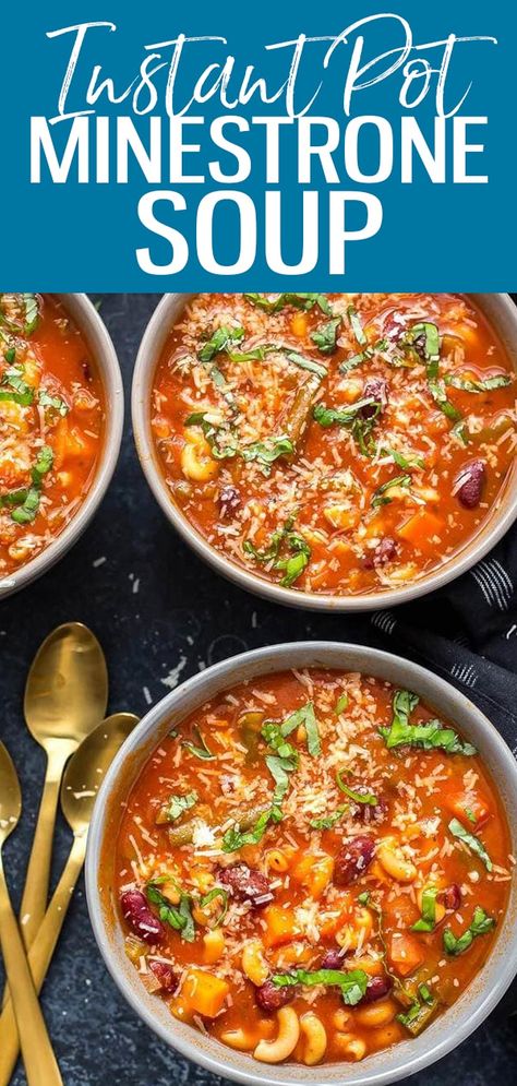 Ministroni Soup Recipe, Burger Meals, Instant Pot Minestrone Soup, Multicooker Recipes, Instant Pot Minestrone, Sopa Minestrone, Dinners Recipes, Minestrone Soup Recipe, Chili Recipe Crockpot