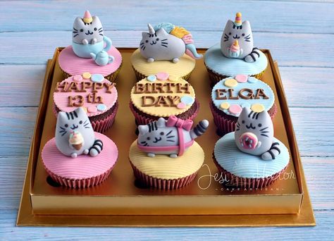 Pusheen Cupcakes, Pushing Cat, Pusheen Cake, Dinosaurs Cake, Pusheen Birthday, Lily Cake, Cupcakes Fondant, Cat Cupcakes, Unicorn Birthday Cake