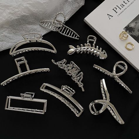 Hair Clips Silver, Morning Beauty Routine, Simple Hair, Hair Clamps, Metal Hair Clips, Hair Claws, Vintage Punk, Metal Hair, Fashion Hair Accessories