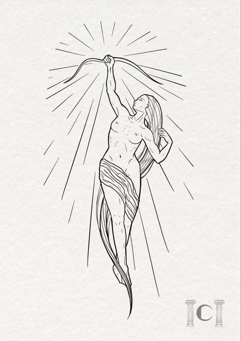 Line Work Tattoo Design Woman, Artemis Line Art, Woman Illustration Tattoo, Artemis Tattoo Design, Artemis Drawing, Drawing On Procreate, Artemis Tattoo, Black Ink Tattoo, Body Draw