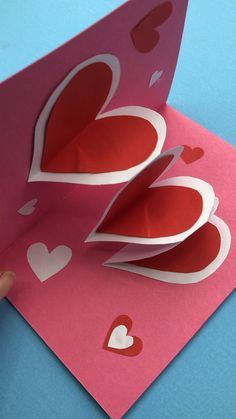 Heart Pop Up Card, Kartu Ulang Tahun Diy, Mainan Diy, Valentines Day Cards Handmade, Easy Valentine Crafts, Cards Easy, Kartu Valentine, Valentine's Day Crafts For Kids, Valentine Cards Handmade