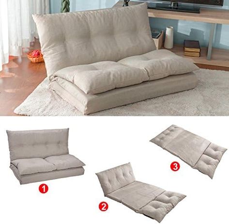 Harper & Bright Designs Floor Sofa Adjustable Lazy Sofa Bed, Foldable Mattress Futon Couch Bed, Beige Bed Foldable, Gaming Sofa, Sofa Futon, Fabric Folding, Floor Couch, Lounge Couch, Foldable Mattress, Folding Sofa Bed, Floor Sofa