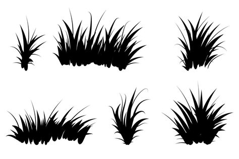 Set of black grass. Grass bushes of different shapes. Hand drawn grass. Grass silhouettes. Vector illustration Grass Doodle, Bush Illustration, Grass Bushes, Grass Silhouette, Grass Drawing, Grass Vector, Black Grass, Flat Illustration, Different Shapes