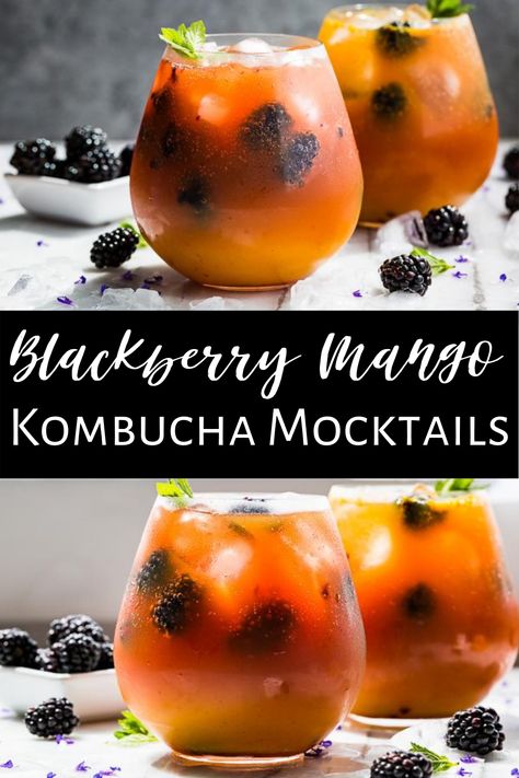 Paleo Mocktails Non Alcoholic, Botanical Mocktails, Blackberry Kombucha, Herb Drinks, Herbal Mocktails, Dairy Free Cocktails, Cocktails Healthy, Kombucha Mocktail, Spritzer Drink