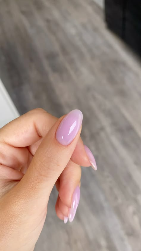 Nails That Match Purple Dress, Milky Nails Purple, Grapeseed Oil Nails, Nail Inspiration Round, Sheer Lilac Nails, Pale Lilac Nails, Sheer Purple Nails, Milky Purple Nails, Lilac Almond Nails