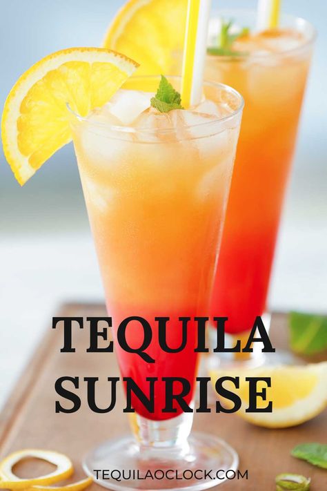 This easy tequila sunrise cocktail is the perfect recipe to sip on when you want a fresh drink that pairs great with any social setting. Tequila Sunrise Recipe, Tequila Based Cocktails, Tequila Sunrise Cocktail, Sunrise Cocktail, Fresh Drink, Strong Drinks, Easy Cocktail, After Dinner Drinks, Unique Drink