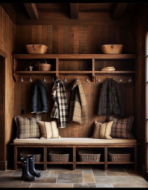 Mudroom Remodel, Wood Cabin, Mud Room Entry, Mudroom Decor, Casa Country, Mud Room Storage, Mudroom Design, Boot Room, Laundry Mud Room