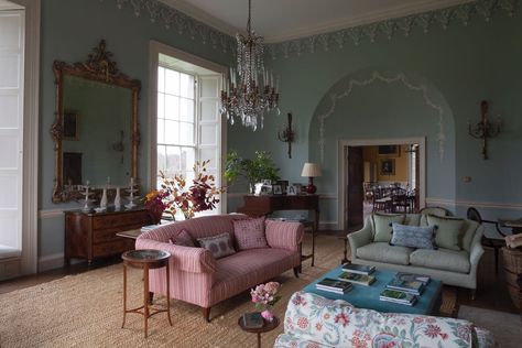 Ballinlough Castle County Westmeath Ireland | Interior Design by Todhunter Earle Interiors Ireland Interior Design, Castle Drawing Room, Ireland Interior, Room With Chandelier, Todhunter Earle, Westmeath Ireland, British Interior Design, Castle Ireland, Irish Houses