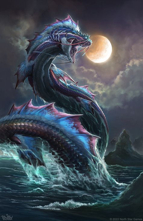 Sea Monster Art, Ocean Monsters, Mythical Creatures Fantasy, Dragon Artwork Fantasy, Beast Creature, Mythical Animal, Fantasy Beasts, 다크 판타지, Dragon Pictures