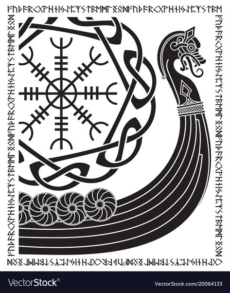 Nordic Symbols, Viking Pattern, Boat Vector, Vikings Tattoo, Scandinavian Pattern, Viking Designs, Norse Runes, Dark Images, Viking Ship