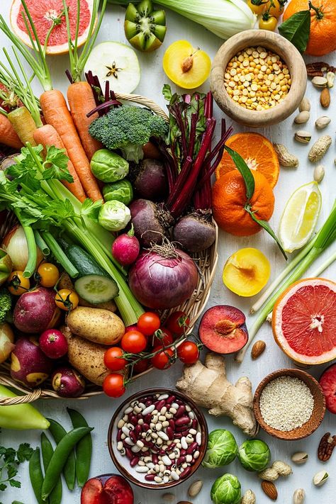 Fresh vegetables flat lay healthy | Premium Photo - rawpixel Healthy Background, Lifestyle Photography Food, Diet Fruits, Healthy Lifestyle Photography, Healthy Superfoods, Lean And Green Meals, Green Veggies, Fruits Images, Fiber Rich Foods