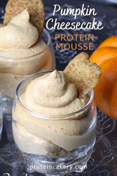 Low Carb High Protein Pumpkin Recipes, Low Carb Protein Vegetarian, Protein Pumpkin Fluff, High Protein Low Carb Fall Recipes, Protein Cheesecake Mousse, High Protein Desserts Pumpkin, High Protein Pumpkin Desserts, High Protein Pumpkin Cheesecake, Protein Dessert Recipes Easy