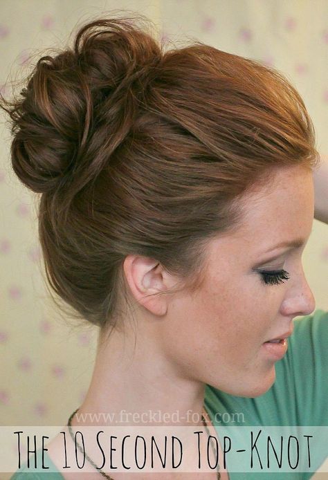 The Freckled Fox: 'The Basics' Hair Week, Tutorial #4: The 10 Sec Top-knot Lazy Girl Hairstyles, Middle Aged Women Hairstyles, Wedge Hairstyles, Bouffant Hair, Asymmetrical Hairstyles, Hairstyles With Glasses, Funky Hairstyles, Fringe Hairstyles, Helen Mirren