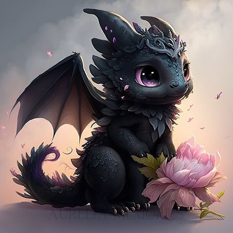 Welcome to my shop Aurelia Memories! I am pleased to introduce you to my product - a beautiful picture of a black baby dragon. As a digital artist, I have designed every detail of this artwork with a lot of love and care, to offer you a unique and timeless display. Enter a world of magic and adventure with this adorable black baby dragon. This unique clipart image shows the royal dragon in all its glory. With its detailed features and vibrant colors, it will immediately draw attention and create Fantasy Nursery, Nursery Decor Black, Dragon Clipart, Dragon Wall Art, Dragon Wall, Art Mignon, Art Aquarelle, Black Baby, Cute Dragons