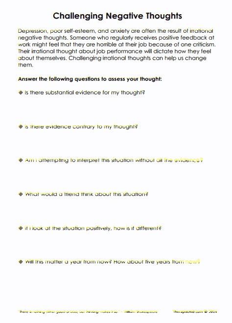 Challenging Negative Thoughts Preview Challenge Your Thoughts, Thought Challenging Worksheets, Questions To Ask Clients In Therapy, Cbt Questions, Negative Thoughts Worksheet, Thoughts Worksheet, Challenging Negative Thoughts, Cognitive Distortions Worksheet, Group Therapy Activities