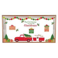 Red Truck Bulletin Board, Christmas Hallways, Truck Bulletin Board, Preschooler Crafts, Fidget Toys Diy, Brussel Sprout Recipe, Christmas Decorations Gold, Religious Bulletin Boards, Poinsettia Leaves