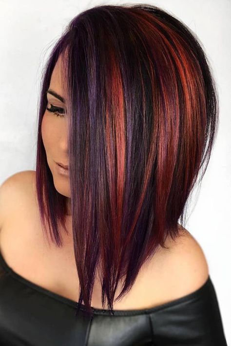 #brownhair Balayage Straight Hair, Angled Bob Hairstyles, Classic Haircut, Hair Color Unique, Red And Purple, Cool Ideas, Medium Hair Cuts, Cool Hair Color, Hair Color Trends