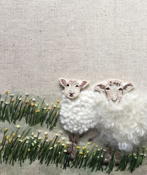 Rural England, New Years Card, Easter Embroidery Patterns, Sheep Crafts, Textile Art Embroidery, Easter Embroidery, Pola Sulam, Hand Embroidery Projects, Quiet Life