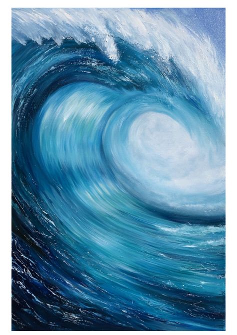 Ocean Painting Ideas, Sea Waves Painting, Ocean Wave Drawing, Paintings Ocean, Wave Paintings, Ocean Wave Art, Wave Crashing, Painting Waves, Ocean Wave Painting