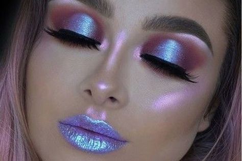 Alien Make-up, Fantasy Make-up, Alien Makeup, Dark Eyeshadow, Make Up Inspiration, Rave Makeup, Unicorn Makeup, Makeup Artist Tips, Purple Makeup