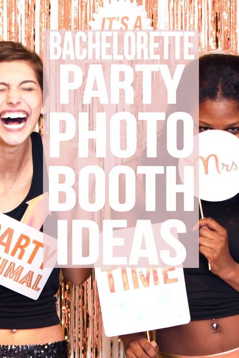 Photo booths are becoming a popular element at parties and weddings, and for good reason: It's a fantastic ice breaker and you'll end up with great photos of your attendees letting loose! Want to have a photo booth at your party? You don't need to shell out money for a professional set up or a photographer! Below are our tips for creating a setup your guests will love! Party Photo Booth Ideas, Bachelorette Photo Props, Bachelorette Photo Booth, Bachelorette Dares, Bachelorette Party Photo Booth, Gold Bachelorette Party Decorations, Bachelorette Diy, Bride With Glasses, Bachelorette Party Photo