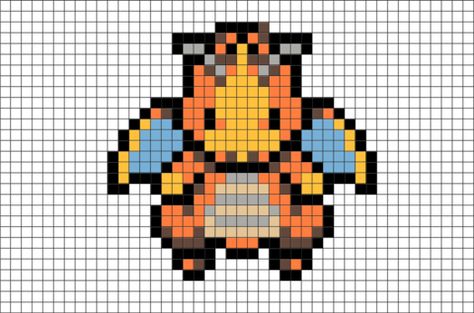 Pokemon Dragonite Pixel Art Pokemon Dragonite, Pokemon Pixel Art, Pokemon Perler, Pokemon Pixel, Pokemon Cross Stitch, Pokemon Bead, Pixel Art Pokemon, Pokemon Pattern, Pokemon Craft