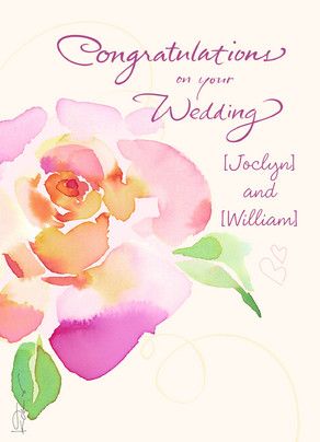 Pink Watercolor Rose Wedding Congratulations Card Watercolor Wedding Cards, Wedding Wishes Messages, Waterbrush Art, Wedding Card Quotes, Wedding Card Messages, Watercolour Florals, Watercolour Cards, Funny Wedding Cards, Marriage Cards