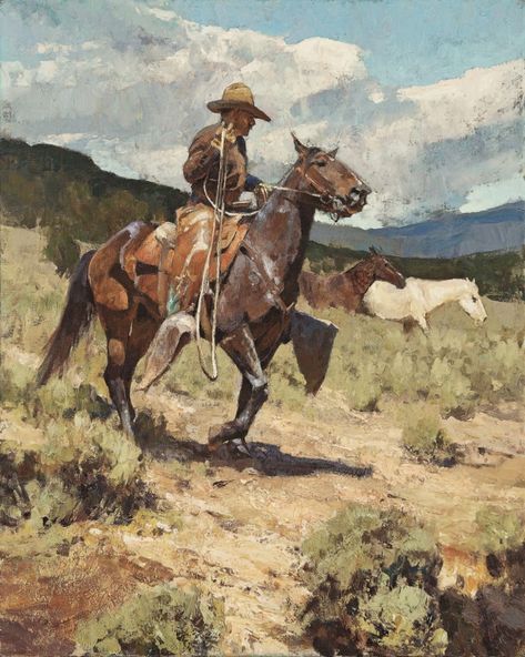 Art Gallery: Grant Redden – Cowboys and Indians Magazine Andy Thomas, Equestrian Horses, Cowboy Artists, Rodeo Girls, Horse Paintings, Western Stuff, رورونوا زورو, Western Artwork, Cabin Furniture