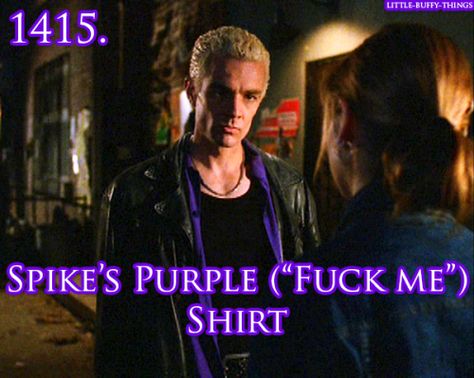 I’m guessing the anon who submitted this meant “Spike’s purple shirt in Smashed”… but, honestly, it seemed way funnier like this… Moth Costume, Buffy And Angel, Buffy Angel, Vampire Stuff, Spike Buffy, James Marsters, Bad Barbie, Firefly Serenity, Alyson Hannigan