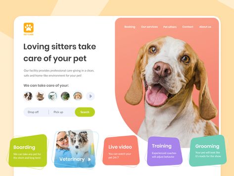 Another conceptual direction for the Pet Care website. We're available for web design projects Pet Websites, Elearning Design, Keynote Design, Pampered Pets, Free Website Templates, Web Design Projects, Website Design Layout, Website Banner, Pet Sitting