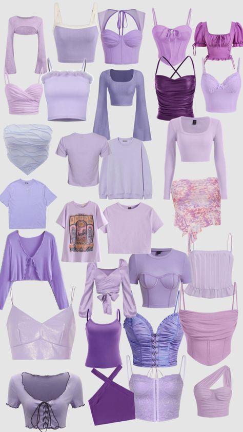 Purple tops Purple Top Outfit, Rapunzel Outfit, Cute Concert Outfits, Purple Tops, Purple Fits, Fits Aesthetic, Downtown Outfits, Dress Design Sketches, Purple Outfits