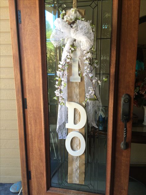 Great for bridal shower or wedding!  Cute door hanger!  I do sign!! Wedding Door Decorations, Wedding Doors, Church Ideas, Shower Door, Door Sign, Front Door Decor, Bridal Showers, Shower Doors, Door Signs