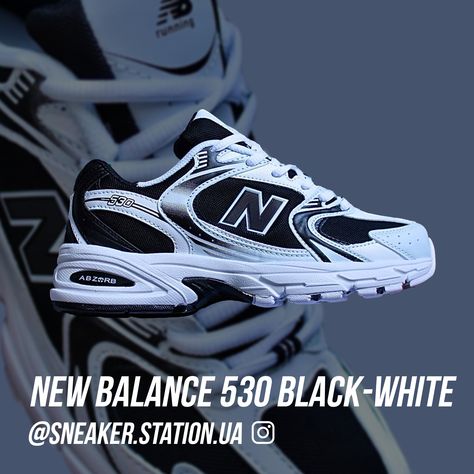 725 New Balance, New Balance 530 Black, New Balance 530 Outfit, Shoe Game, New Balance, Black White, Running, Black And White, White