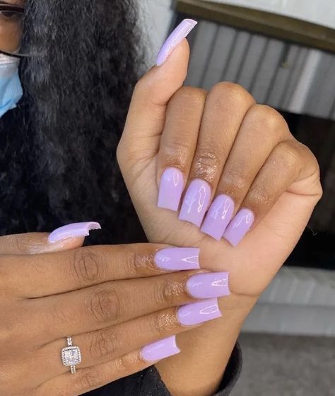 Short Coffin Nails Designs, Tapered Square Nails, Purple Acrylic Nails, Purple Set, Acrylic Toe Nails, Lavender Nails, Work Nails, Glow Nails, Classy Acrylic Nails