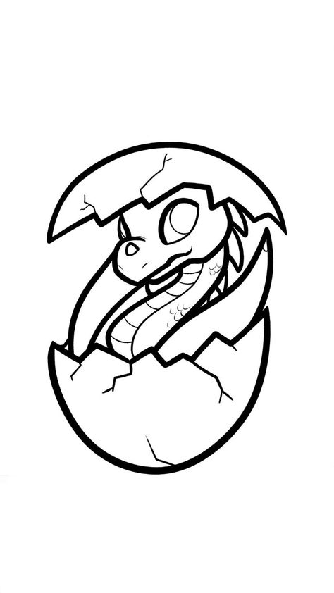 Dragon Egg Simple Dragon Drawing, Egg Drawing, Dragon Hatchling, Easy Dragon Drawings, Cute Dragon Drawing, Cute Eyes Drawing, Easy Cartoon Drawings, Dragon Coloring Page, Cartoon Dragon