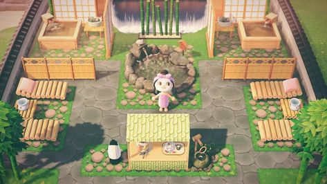 Acnh Zen Garden, Ac New Leaf, Animal Crossing Guide, Qr Codes Animal Crossing, Animal Crossing Pocket Camp, Spa Inspiration, New Animal Crossing, Animal Crossing Game, Island Design