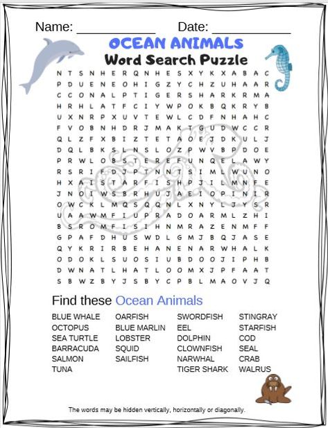 Oh fun...free printable word search for kids. Kids love word searches and parents love screen-free activities for their kids. Click to check it out today. August Word Search, Kids Word Search Free Printable, Ocean Word Search, Kids Crossword Puzzles, School Sheets, Substitute Teacher Tips, Word Puzzles For Kids, Ocean Words, Learning Websites For Kids