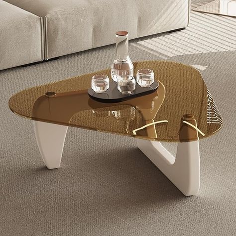 Amazon.com: GraceNook Brown Glass Coffee Table, Triangle Tempered Center Table with Sturdy Pedestal, Small End Table for Living Room, Bedroom : Home & Kitchen Brown Glass Table Decor, Two Layer Glass Coffee Table, Brown Acrylic Coffee Table, Brown Glass Coffee Table, Tempered Glass Coffee Table, Small End Table, Small End Tables, Table For Living Room, Glass Coffee Table