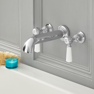 Wall Mounted Bath Taps, Wall Mount Tub Faucet, Elegant Bath, Bad Accessoires, Commercial Plumbing, Wall Taps, Lustre Design, Bathtub Drain, Bathroom Shop