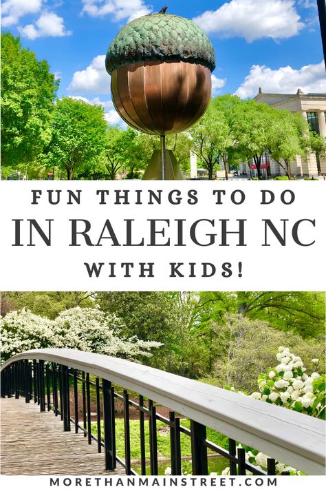 Need some ideas of fun things to do in Raleigh North Carolina? All the best family friendly attractions in Raleigh NC from parks to downtown to hiking, shopping, and art! If you're visiting the Triangle area with kids read on for more unique ideas! #raleigh #nc #northcarolina #usatravel #travelwithkids Hikes Near Raleigh Nc, Raleigh North Carolina Things To Do In, Things To Do In Raleigh Nc, Downtown Raleigh North Carolina, Moving To North Carolina, North Carolina Vacations, Triangle Area, North Carolina Travel, Kids Things To Do