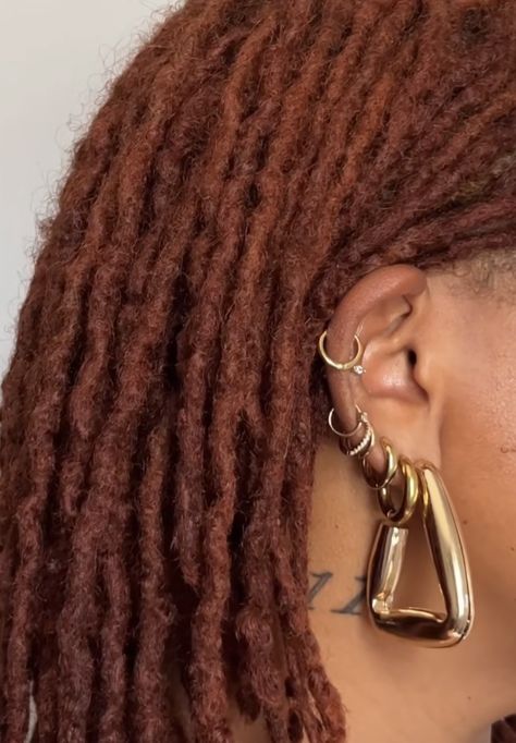 Short Dreadlocks Styles, Dope Jewelry Accessories, Pretty Ear Piercings, Short Locs Hairstyles, Piercing Ideas, Ear Stack, Locs Hairstyles, Loc Styles, Soft Hair