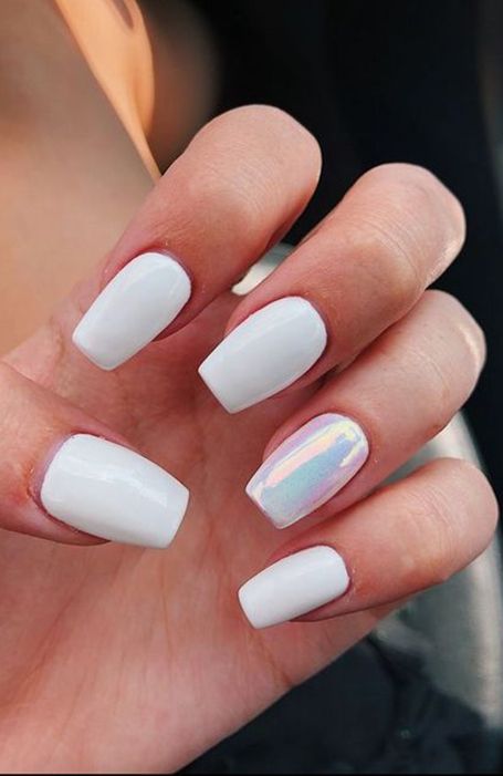 20 Cute Summer Nail Designs for 2020 - The Trend Spotter White Summer Nails, Cute Summer Nail Designs, Lilac Nails, Summer Nail Designs, Gel Acrylic Nails, White Acrylic Nails, Cute Acrylic Nail Designs, Simple Acrylic Nails, Cute Summer Nails