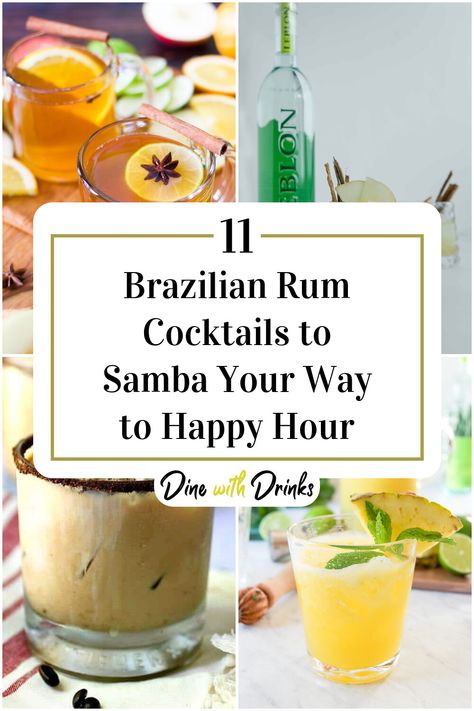 Collage of 4 brazilian rum cocktails. Brazilian Cocktail, Rum Cocktail Recipes, Rum Cocktails, Rum Drinks, Rum Cocktail, Delicious Drinks, Mixology, Mixed Drinks, Summer Drinks