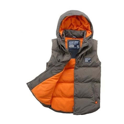 Superdry Hooded Camping Gilet found on Polyvore Camping Vest, Heated Jacket, Body Warmer, Mens Gloves, Mens Hooded, Mens Vest, Canada Goose Jackets, Winter Jackets, Leather Jacket