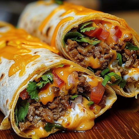 How to Make Homemade Nacho Cheese Beef Wrap - Charm Recipes Mexican Street Nachos, Cheesy Beef Nacho Wrap, Recipes With Mexican Cheese, Nacho Cheese Burrito, Beef Cheese Burrito, Nacho Cheese Beef Burritos, Beefy Nacho Cheese Wraps, Homemade Tacos Beef, Nacho Cheese Beef Wrap Recipe