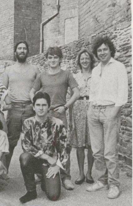 Stephen Rea (right) Ciaran Hinds (left) and others of the 1984 Field Day Theatre Co cast crew team for High Time by Derek Mahon and The Riot Act by Tom Paulin plays (two short plays in a double bill performed together) Ciaran Hinds, Stephen Rea, Crew Team, Short Play, High Times, Field Day, Acting, It Cast