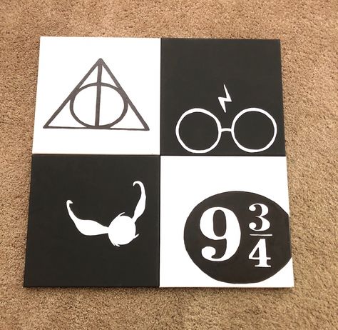 Harry Potter Paintings Easy, Harry Potter Faceless Art, Harry Potter Canvas Painting Easy, Harry Potter Painting Ideas On Canvas Easy, Harry Potter Mini Paintings, Harry Potter Acrylic Painting Easy, Diy Harry Potter Painting Canvases, Small Canvas Art Harry Potter, Harry Potter Birthday Quotes